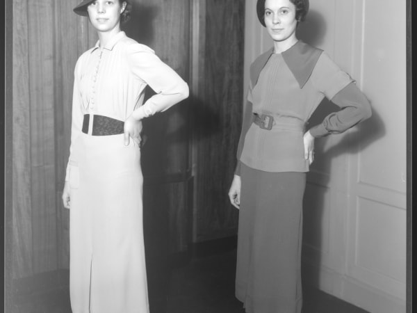 Young women modeling Dorothy Parker dresses in Stix, Baer & Fuller Assembly Hall, 9th Floor