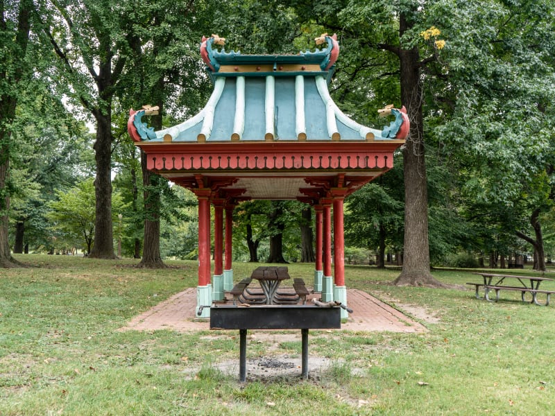 Chinese Pavilion, 3834 Main Dr, St. Louis, photographed September 2026