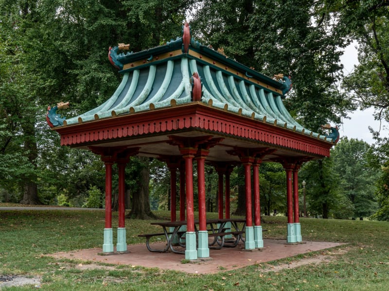 Chinese Pavilion, 3834 Main Dr, St. Louis, photographed September 2026