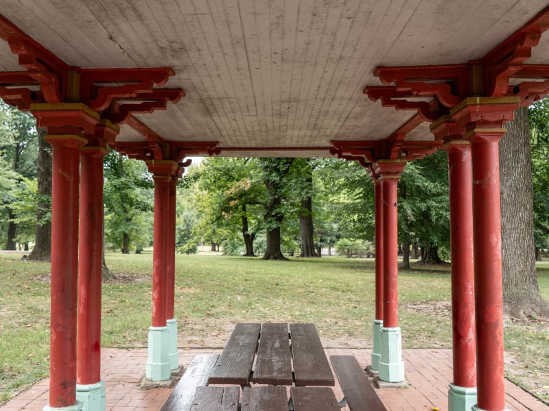 Chinese Pavilion, 3834 Main Dr, St. Louis, photographed September 2026