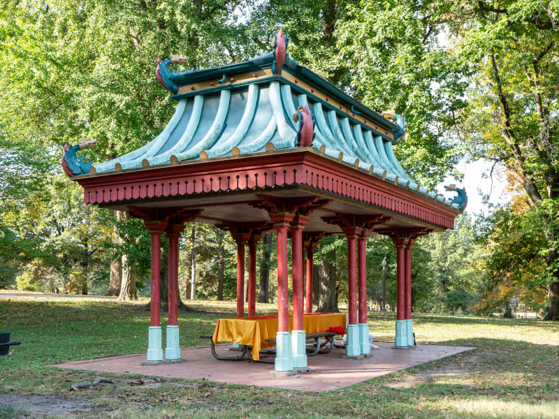 Chinese Pavilion, 3834 Main Dr, St. Louis, photographed October 2026