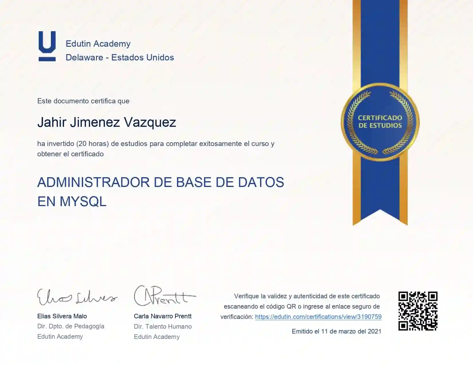 Certificado de Administración de Bases de Datos - Udemy