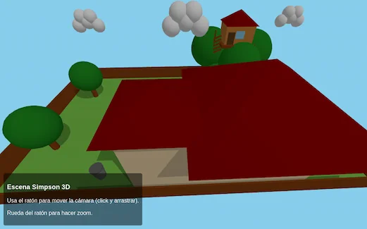 Recreación 3D del patio trasero de Los Simpsons en Three.js