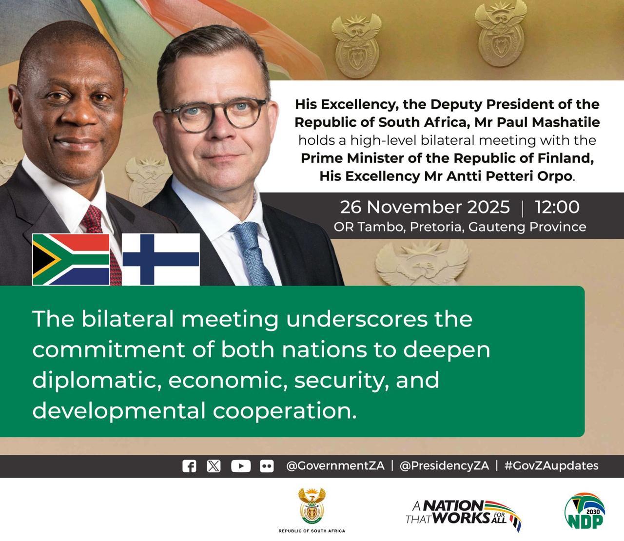 Photo:Deputy President Mashatile hosts Finnish Prime Minister in Pretoria– South African Daily”