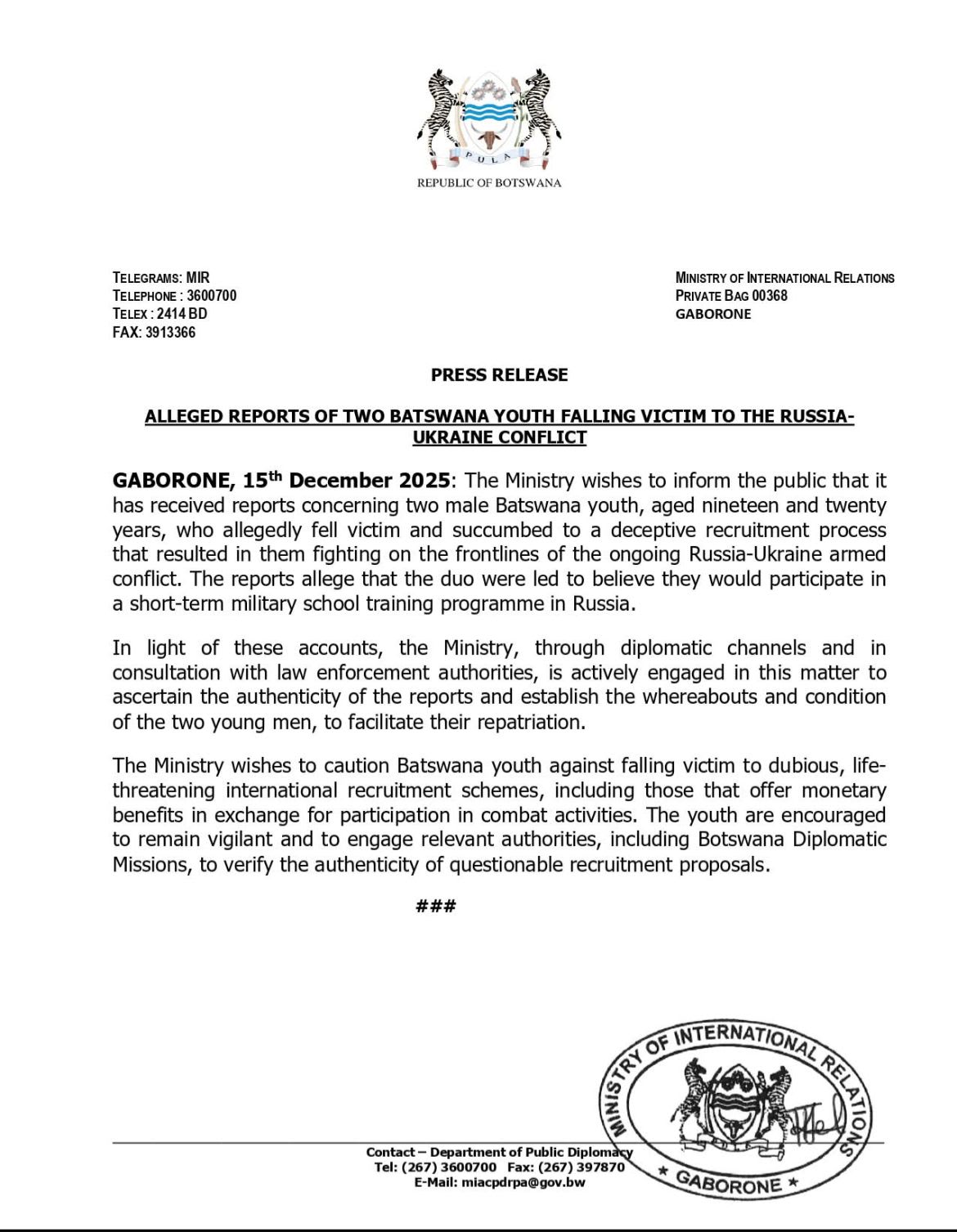 Photo:Botswana youth caught in Russia-Ukraine recruitment– South African Daily”