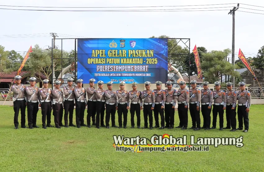Polres Lampung Barat Laksanakan Apel Gelar Pasukan Operasi Patuh Krakatau 2025
