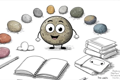Friendly stone characters exploring homeschool curriculum for free resources