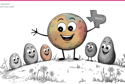 Homeschool Texas: cheerful stone characters gathering together on a hill