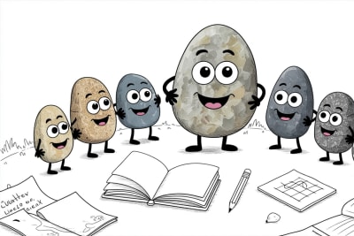 Anthropomorphic stone characters discussing homeschool curriculum Florida planning together