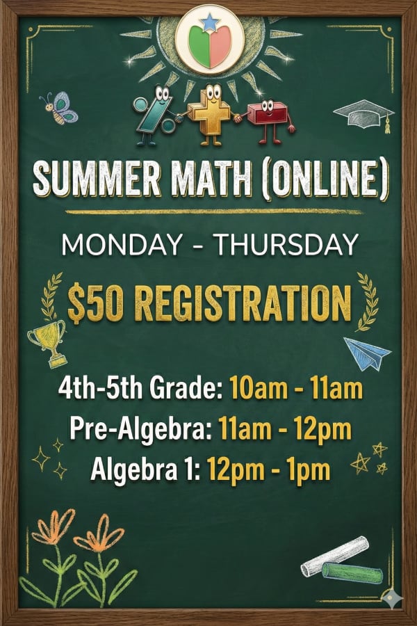 Math online summer class poster