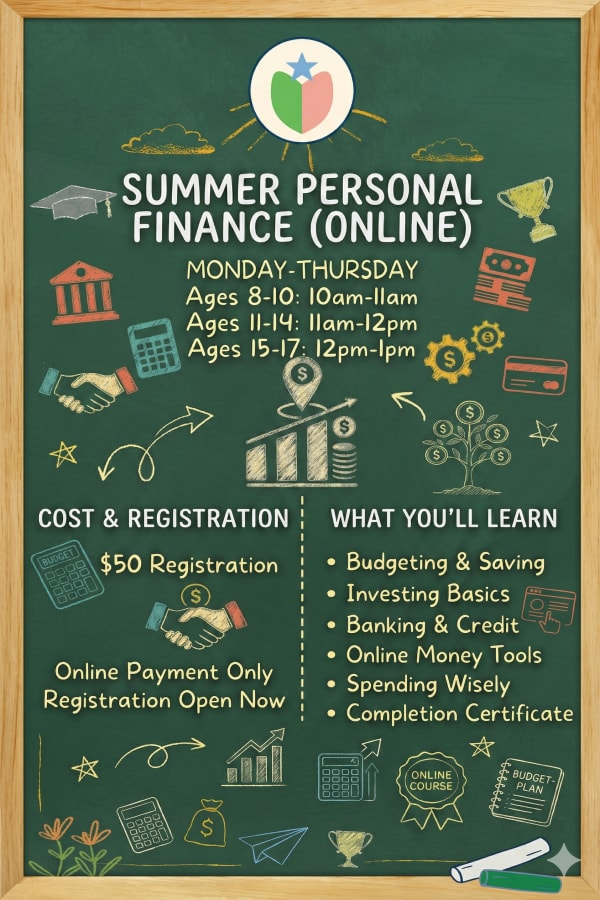 Personal finance online summer class poster