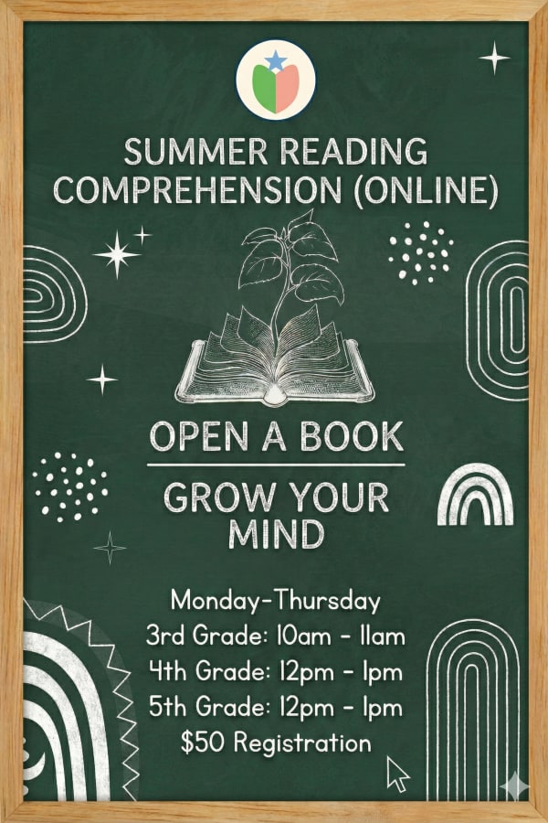 Reading comprehension online summer class poster