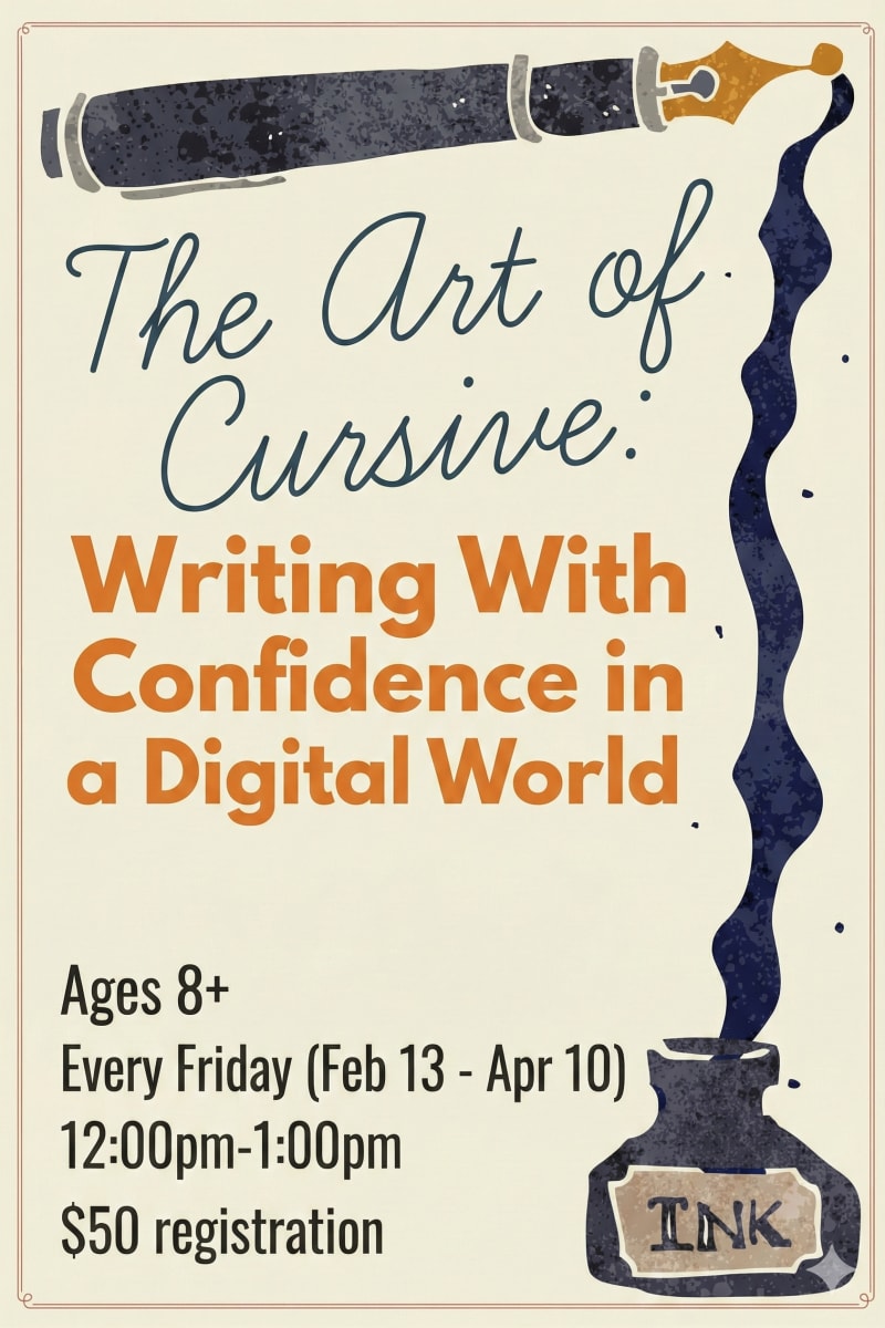 Black ink flowing out of a fountain pen into an ink well