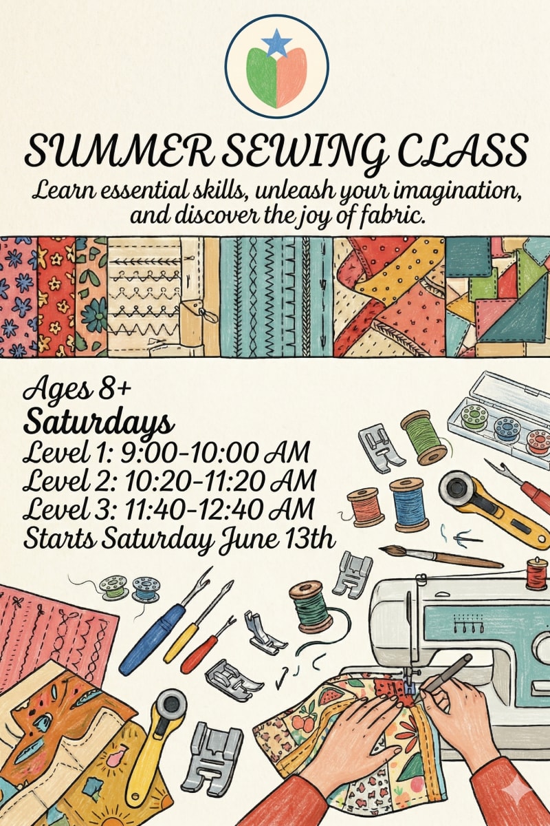 Summer sewing class flyer