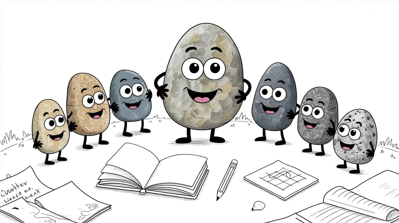 Anthropomorphic stone characters discussing homeschool curriculum Florida planning together