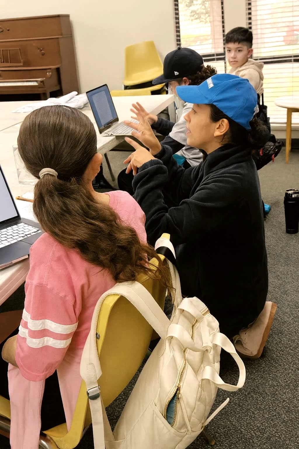 Students working together at the Eaton Hub