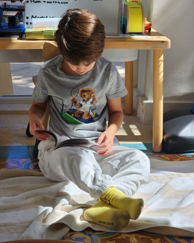 Student reading peacefully