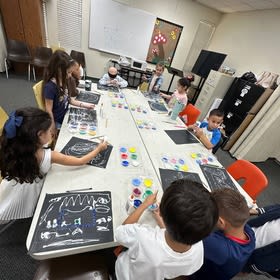 Students at art class