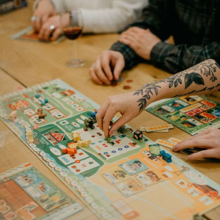 a board game on a table