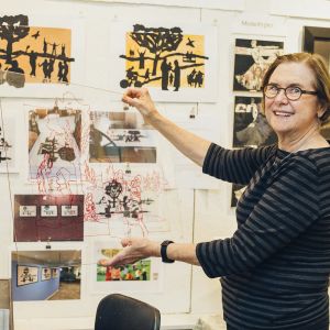 Local artist Poppy Dully showcases her work during Portland Open Studios.