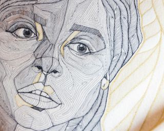 an embroidery pattern to stitch a woman's portrait