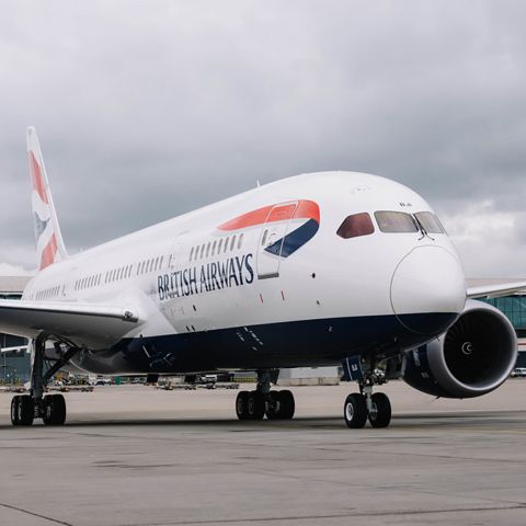 British Airways Boeing 787 Dreamliner arriving at London Heathrow.
