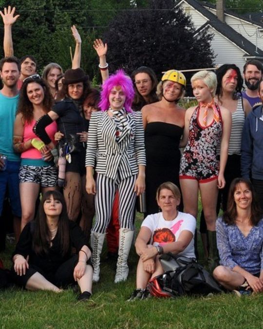 Dozens of cyclists in David Bowie costumes? Must be June in Portland.