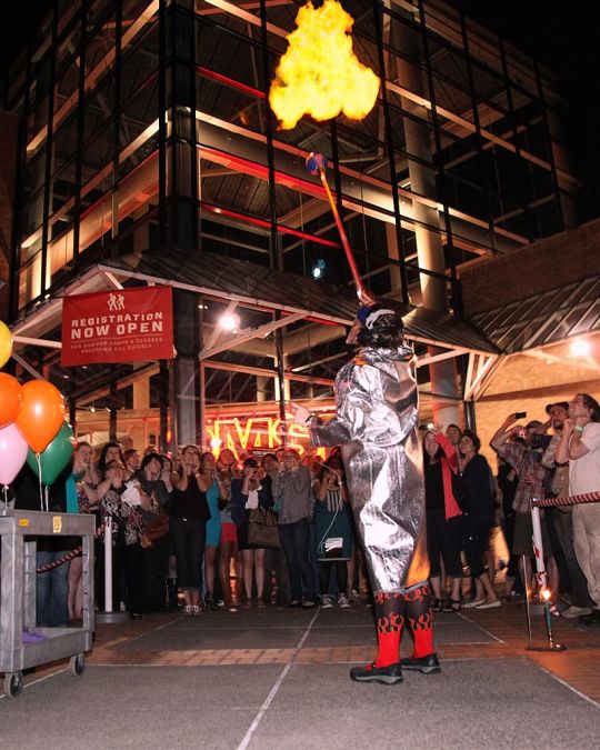A demo of gases\' explosive properties at OMSI After Dark\'s annual \"Fire & Ice\" event.