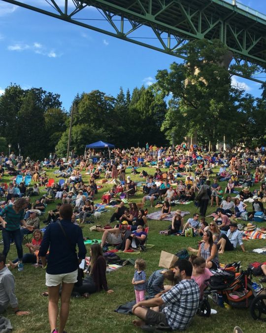 The Cathedral Park Jazz Festival draws hundreds of music-lovers to Southeast Portland.