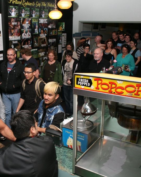 Cinephiles line up for a Portland Queer Film Festival screening.