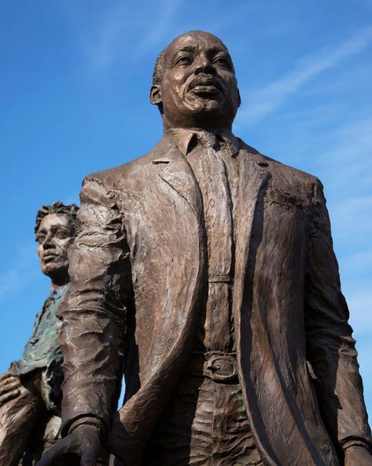 \"The Dream\" statue at the Oregon Convention Center commemorates Dr. Martin Luther King, Jr.