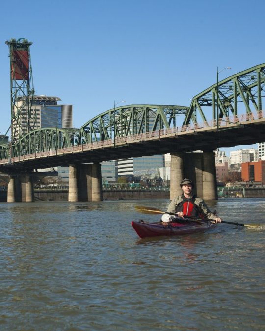 OutKayaking\'s Kyle Sheeley leads a paddle on the Willamette River.