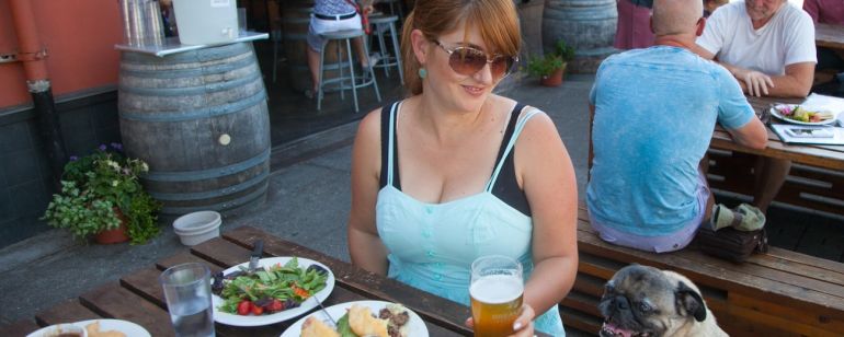 Breakside Brewery welcomes four-legged friends on its sunny patio.