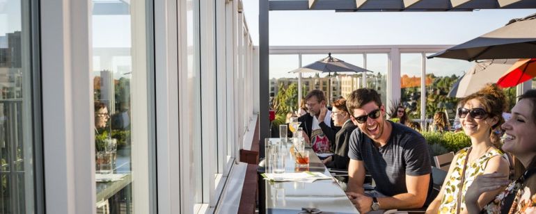 Northeast Porltand\'s Altabira City Tavern boasts sweeping views of downtown.
