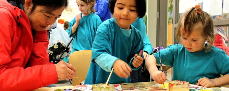 Families play and learn together at the Portland Children\'s Museum.
