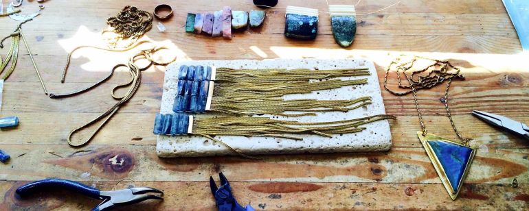 Beach Bones pieces feature organic lines and translucent colors.