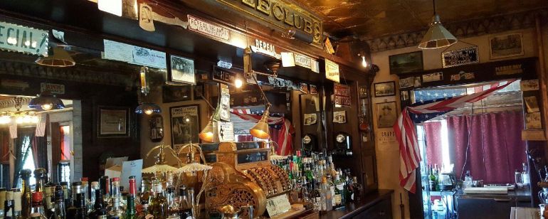 Portland bar Bible Club is adorned with American flags and vintage Prohibition signs.