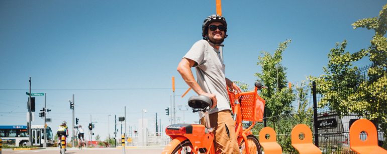 Biketown bike-share bicycles are available throughout Portland.