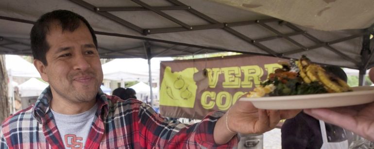 Verde Cocina chef Noe Garnica serves farm-fresh cuisine at the Portland Farmers Market.