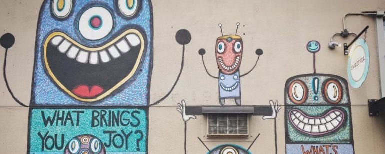 Gary Hirsch has painted several \"BotJoy\" murals around Portland.