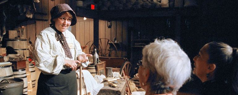 A historical interpreter at the End of the Oregon Trail