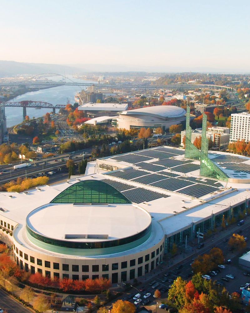 aerial view of the Oregon Convention Center