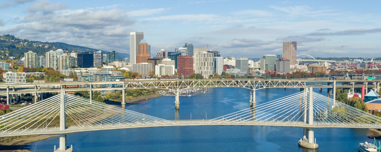 Portland\'s Tilikum Crossing bridge over the Willamette River