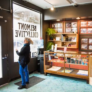 person walking through a cannabis dispensary