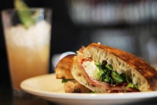 sandwich and a drink from a Pearl District restaurant