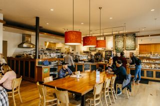 people sitting in a cafe