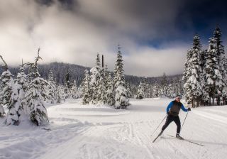 a man skiing on Mt. Hood