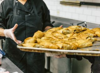 a tray of spanikopita