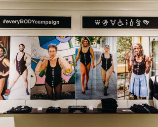 Advertisement of different people modeling dfrntpigeon designed bodysuit