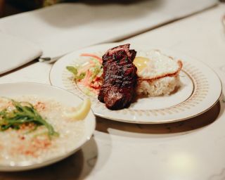 two Filipino dishes featured at a tasting event for Magna restaurant